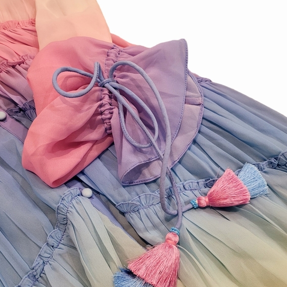 ROCOCO SAND Ombré High-Low Tiered Dress in Pink Size XS NWT - Picture 9 of 11